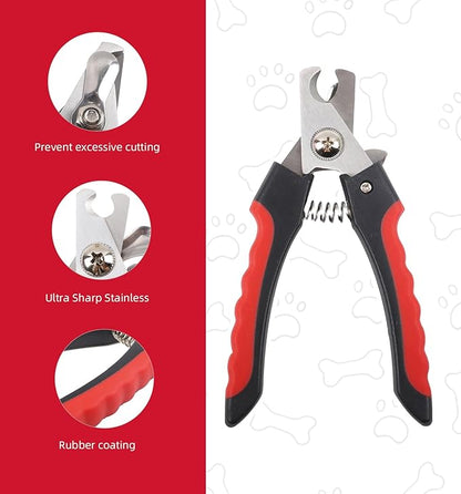 QMWG 12 X 4 CM Dog Nail Clippers for Small Dogs, Ultra Sharp Stainless Cat Nail Clippers with Guard for Large to Medium Dogs, Cats, Rabbits and Guinea Pigs, Free Nail File