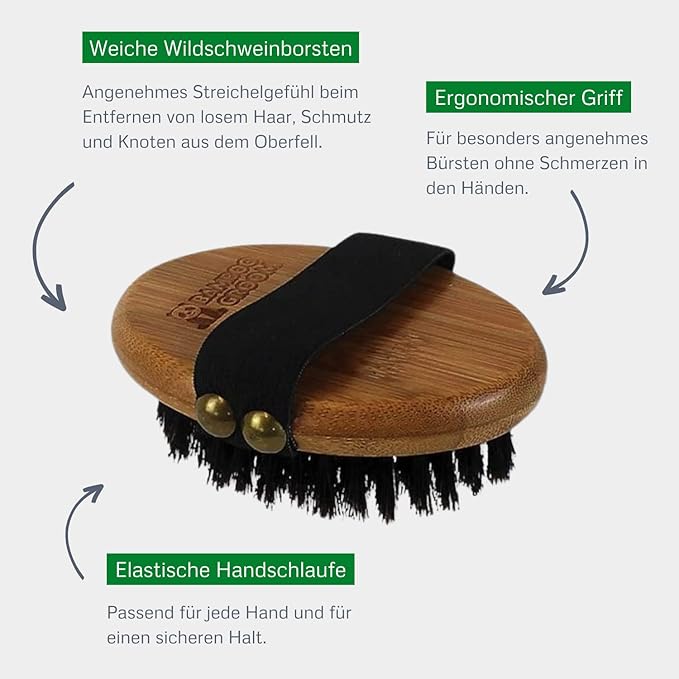 alcott Bamboo Groom Palm Brush with Boar Bristles for Pets