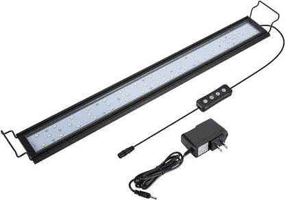 hygger 16W Full Spectrum Aquarium Light with Aluminum Alloy Shell Extendable Brackets, White Blue Red LEDs, External Controller, for Freshwater Fish Tank (24-30 inch)