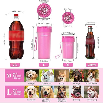 Dog Paw Washer Cup - Foot Cleaner for Medium to XLarge Pets (Large, Pink)