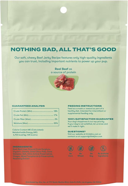 Jinx Tenders Beef Jerky Dog Treats, All Natural Ingredients, Soft and Chewy, Low-Calorie, Slow-Smoked Beef & Liver, No Fillers, 5oz, 6 Pack