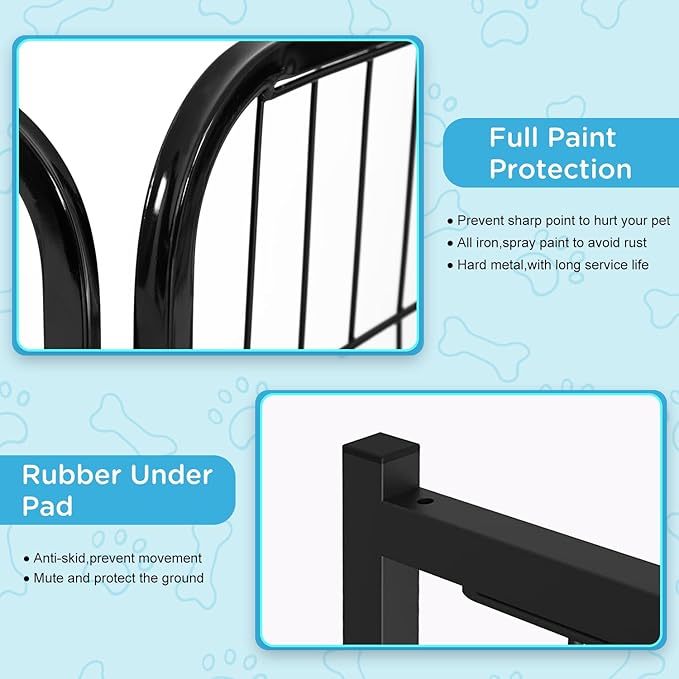 BestPet | Dog Playpen | 32 Inch, 12 Panels | Heavy Duty Metal Pet Exercise Pen | Indoor Outdoor Fence Panels | Rust-Resistant, Removable, Tool-Free Setup | Anti-Skid, Expandable Design