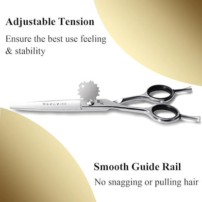 6 Inch Hair Cutting Scissors Straight Grooming Scissors for Small Dogs Cat & Hairstyle Sharp Haircut Scissors for Women Men Japanese Stainless Steel with Fine Adjustment Tension Screw