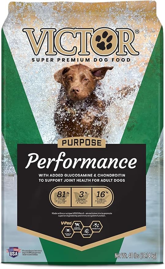 Victor Super Premium Dog Food  Performance Dry Dog Food  26% Protein for Active Adult Dogs  Includes Glucosamine and Chondroitin for Hip and Joint Health, 40lbs