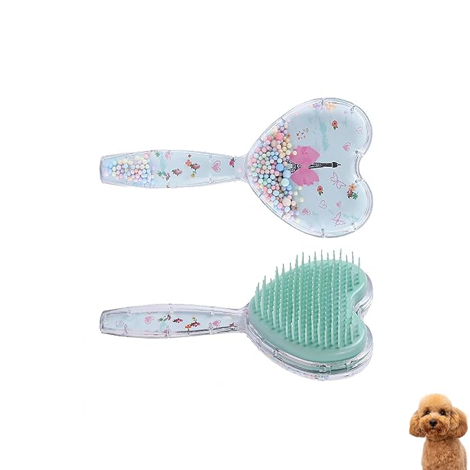 Small Dog Brush, Soft Dog Grooming Brush for Shih Tzus, Yorkies, Maltipoos, Maltese, Love Shape Puppy Massaging Pet Hair Brush, Cat Brush, for Small Dogs Cats of All Hair Types(Sky Blue)