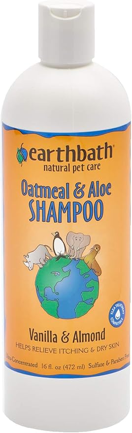 earthbath, Oatmeal & Aloe Dog Shampoo - Oatmeal Shampoo for Dogs, Itchy, Dry Skin Relief, Dog Wash, Made in USA, Cruelty Free Pet Shampoos - Vanilla & Almond, 16 Oz (2 Pack)