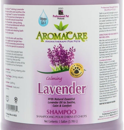 PPP AromaCare Calming Lavender Shampoo for Dogs with Anxiety - Relax Anxious Dogs Instantly - Lavander Oil & Ylang Ylang for a Soothing Bath Time - 1 Gallon