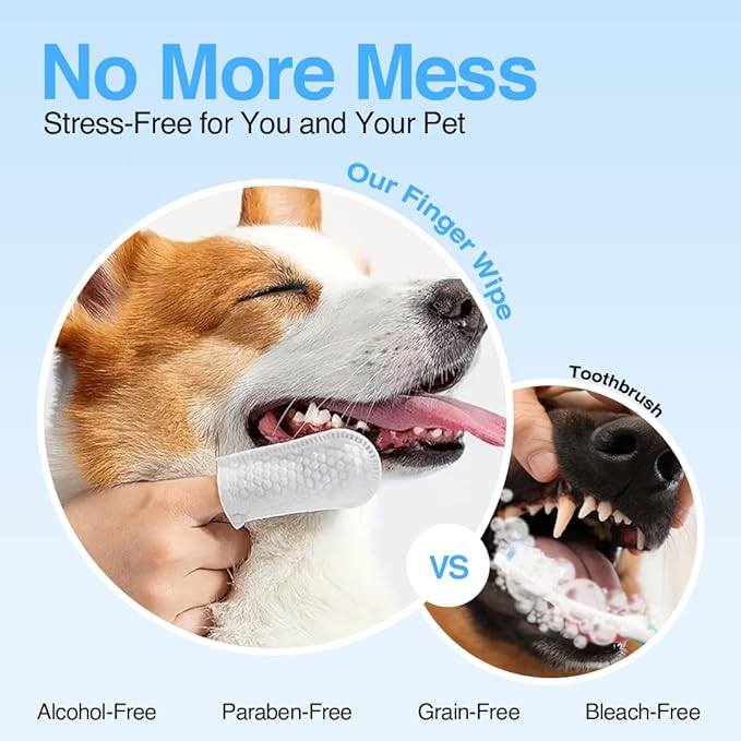 Dog Teeth Cleaning Wipes - No-Rinse Cat Toothbrush, Effective Dog Breath Freshener - Essential for Pet Supplies (90 Count - 1.5 in x 3.15 in)