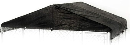 10 by 10 Feet Black Extra Large All Season Outdoor Waterproof Fully Enclosed Dog Run Kennel Cover with Sturdy Elastic Cords