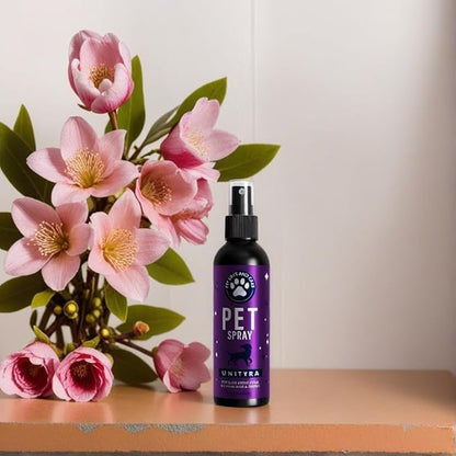 Pet Deodorizing Spray _avender Essential Oil | Odor Eliminator for Cats & Dogs, For All Ages, Sizes and Breeds| Safe for Bedding, Furniture & Pet Areas | 250ml