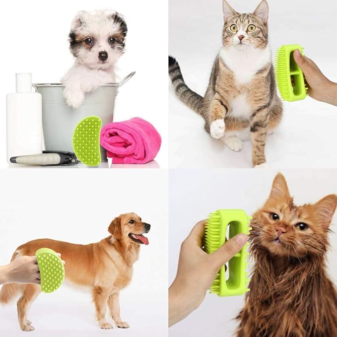 Dog Brush & Cat Brush, Soft Silicone Dog & Cat Grooming Brush, Pet Bath & Massage Brush for Cats and Dogs with Short or Long Hair, Cat Slicker Shedding Hair Brush Limegreen
