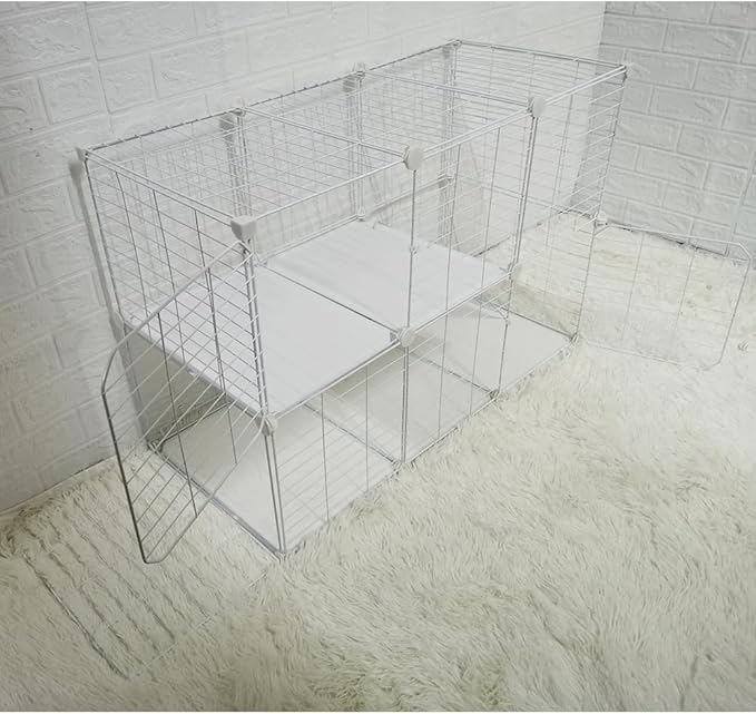 Cat Cage Indoor DIY Cat Playpen Detachable Metal Wire Kennels Indoor Cat Enclosures DIY Cat Playpen Metal Kennel (3/2-Tier)