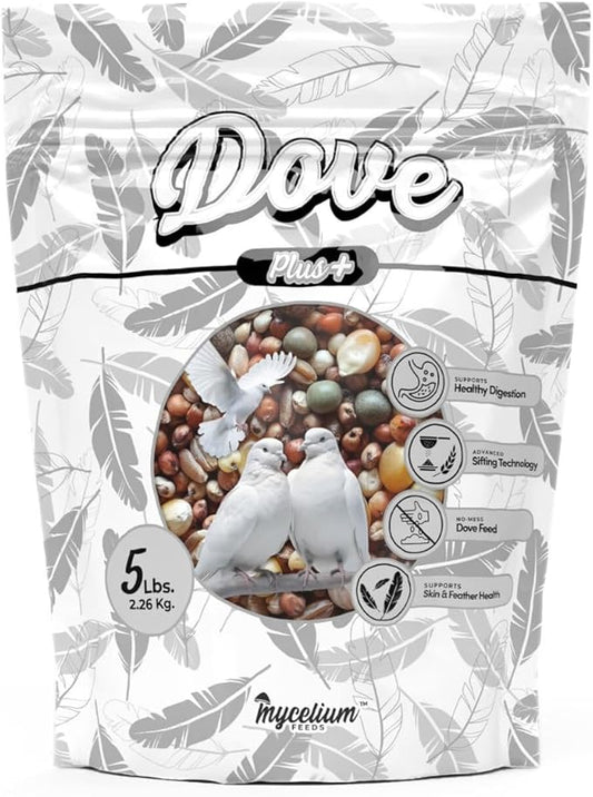 Mycelium Dove Plus Wild Bird Food (5 LB Bag) | Premium Bird Seed Mix for Doves, Pigeons & Ground-Feeding Birds | Supports Healthy Digestion | Organic, Non-GMO & Made in USA