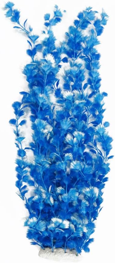 Norgail Large Freshwater Plastic Aquarium Plants Artificial Fish Tank Plants Decoration Ornaments Safe for All Fish 25.5 Inches Tall Blue 1Pcs