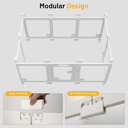 Dog Playpen Clear Acrylic Plastic for Puppy Cat Rabbit Transparent Pet Pen Puppy Playpen Indoor Easy Assemble Foldable Whelping Box for Dogs Puppy Playpen with Gate (10 PCS)