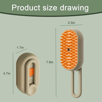 4 IN 1 Steam Pet Brush for Cats & Dogs, 84 Massage Teeth Spa-Level Electric Grooming Tool with Static-Free Shedding & Steam Cleaning, 150min Rechargeable Deshedder (Khaki)