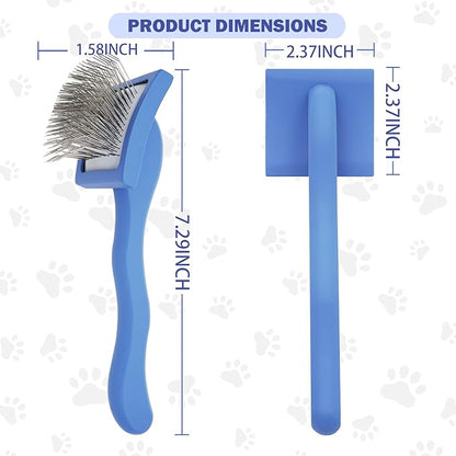 Dog Slicker Brush for Goldendoodles & Golden Doodle Brush for Grooming Kit - Dog Brush for Goldendoodle, Labradoodle, Poodles - Pet Hair Brush for Short & Medium Haired Dogs -Small (Blue)