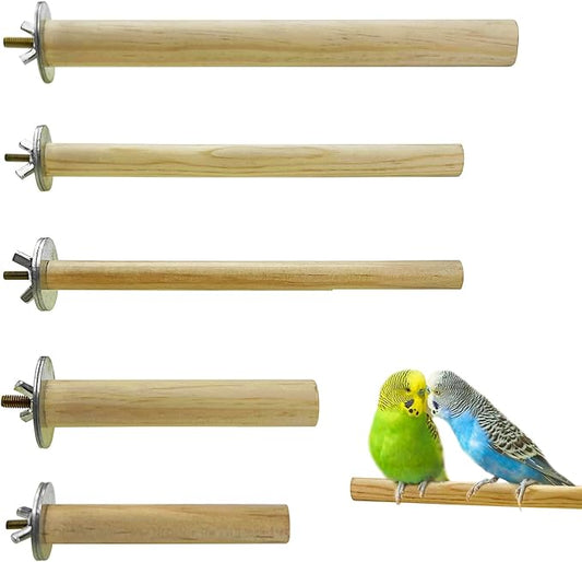 S&X Bird Perch, 5 PCS of Natural Wood Perches with Different Widths and Lengths for Budgies, Parakeets, Canaries, Cockatiels, Conures, Finches & Other Small Birds