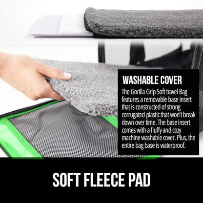 GORILLA GRIP Cat Carrier Travel Bag Up to 15 Lbs, Soft Collapsible Small Dog Carriers, Top and Side Entry Breathable Mesh, Grip Feet on Underside, Cozy Washable Waterproof Pad, Portable Kennel, Green