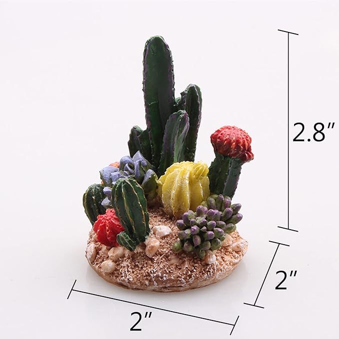 Succulents Cactus Plant Fish Tank Decorations Desert Oasis Decor Sculpture Collection Reptile Turtle Lizard Spider Tanks Terrarium Figurine Statue Décor Ornament Pet