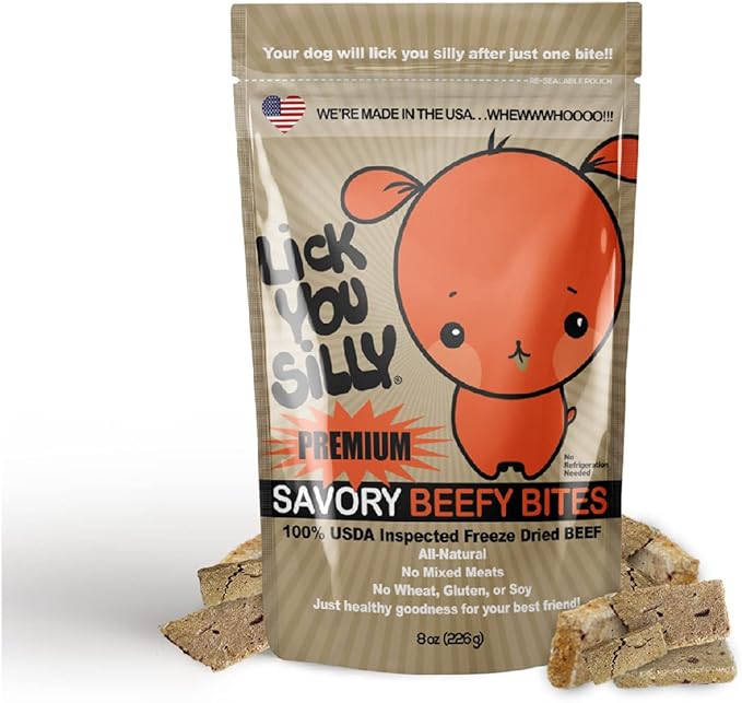 Grain-Free, All-Natural Freeze-Dried Beef Liver Dog Treats - Made in The USA with Vital Essential Ingredients for Dogs, Including Puppy Training - 8 Ounce Treat Pouch