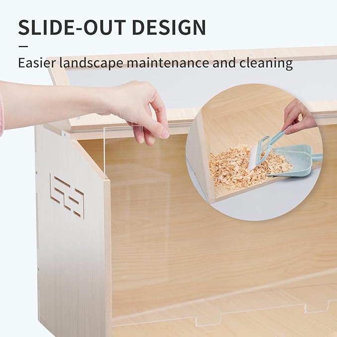 31.5 inch Wooden Hamster Cage, Large Habitat, Openable Top, Transparent Acrylic for Interior View, Ventilated, Easy to Clean, for Syrian Hamster, Dwarf Hamster, Gerbil, Other Small Pet Animals