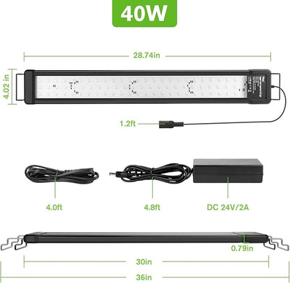 hygger 40W Smart Aquarium Light, Bluetooth LED Light with App Control, Full Spectrum Fish Tank Light with 24/7 Lighting Cycle, 5 Modes, Adjustable Timer, for 30"-36" Freshwater Planted Tank