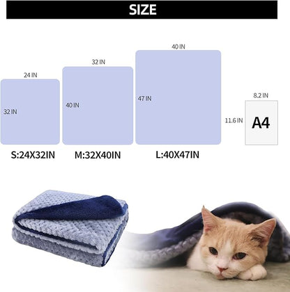 furrybaby Dog Blankets for Small Dogs & Cats for Couch, Reversible Flannel Blankets for Pets 24x32 Inch,Cat Blankets for Indoor Cats Washable (Blue)