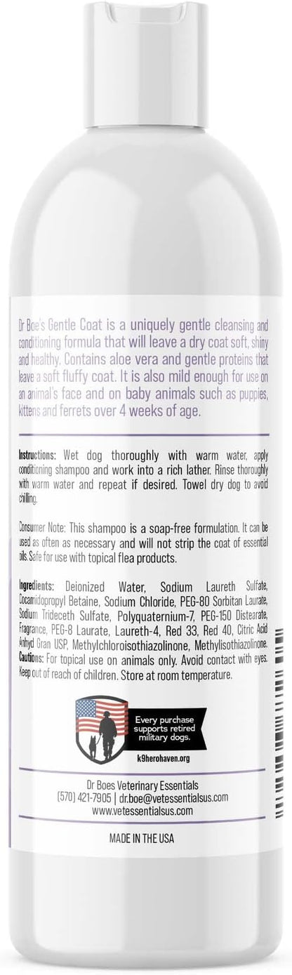 Dr. Boe's Veterinary Essentials GentleCoat Tearless Shampoo and Conditioner  Puppy and Kitten Soap-Free Formula  Grooming Supplies  All Natural, Aloe Vera & Gentle Proteins  16 Fl Oz.