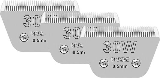 3 Pack 30 Wide Blades for Dog Grooming,Compatible with Andis,Oster A5,Wahl km10 Clippers,Cutting Length 1/50"