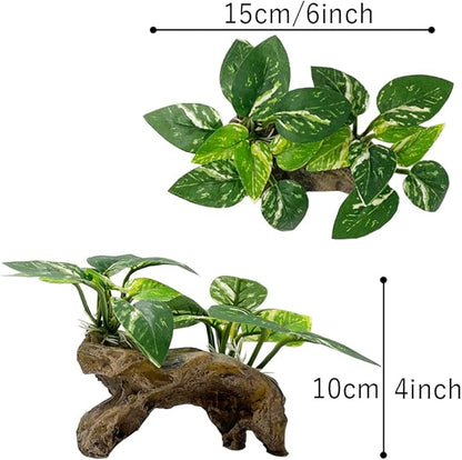 Smoothedo-Pets Fish Tank Decoration Aquarium Decoration 3 Pieces Ornament Betta Silk Leaf Cushion Hammock Artificial Driftwood Cave Goldfish Bowl Accessories (Mixed Leaf Set-G)