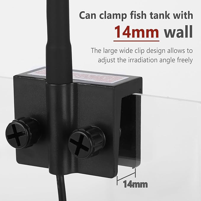 Aquarium Light Focus Light for Open Fish Tank Indoor LED Light Big Clip Lamp Adjustable Focus (White-Blue)