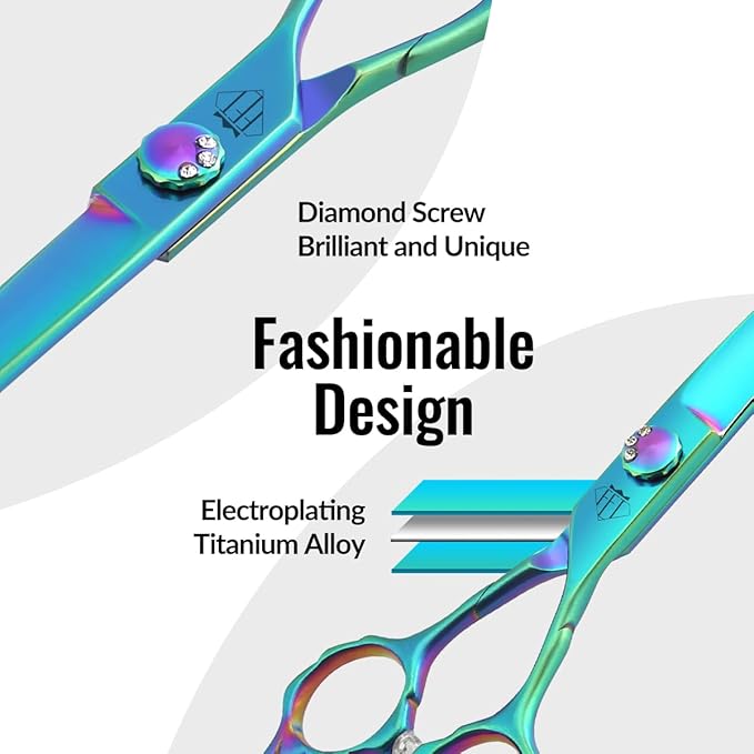 Dog Grooming Scissors: 7" Curved Pet Shears Made Of Japanese 440C for Trimming Dogs Cats and Other Pets Green