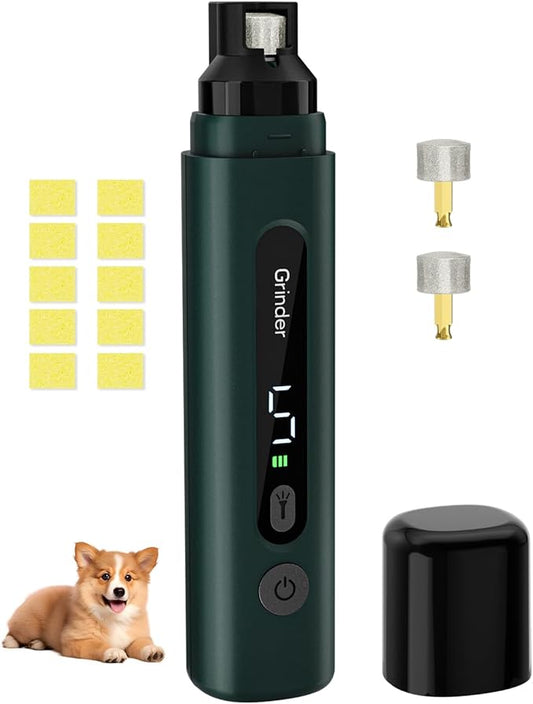 weini Dog Nail Grinder Upgraded-Professional 5-Speed Electric Rechargeable Pet Nail Trimmer Painless Paws Grooming & Smoothing, Sponge Dust Collection for Small Medium Large Dogs&Cats,Green