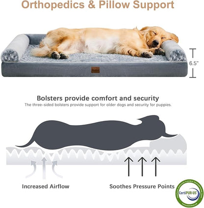 BFPETHOME Dog Beds for Large Dogs, Orthopedic Dog Bed for Medium Large Dogs,Big Waterproof Couch Dog Pet Bed with Removable Washable Cover