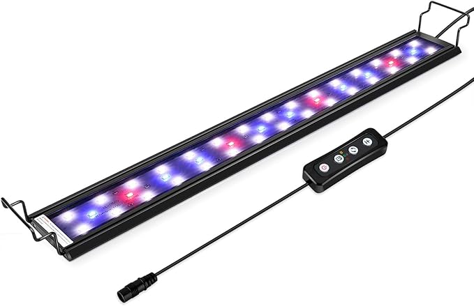 hygger 9W Full Spectrum Aquarium Light with Aluminum Alloy Shell Extendable Brackets, White Blue Red LEDs, External Controller, for Freshwater Fish Tank (12-18 inch)