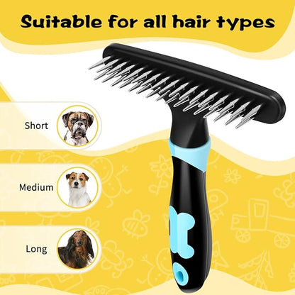 Pet Hair Remover, Portable Dog Cat Hair Remover Lint for Hairball, Fuzz, Carpet Restoration, Carpet Rake, Carpet Groomer Rake, Shag Rug Rake, Hair Cleaner Suitable for Rug and Carpet (Bone Blue)