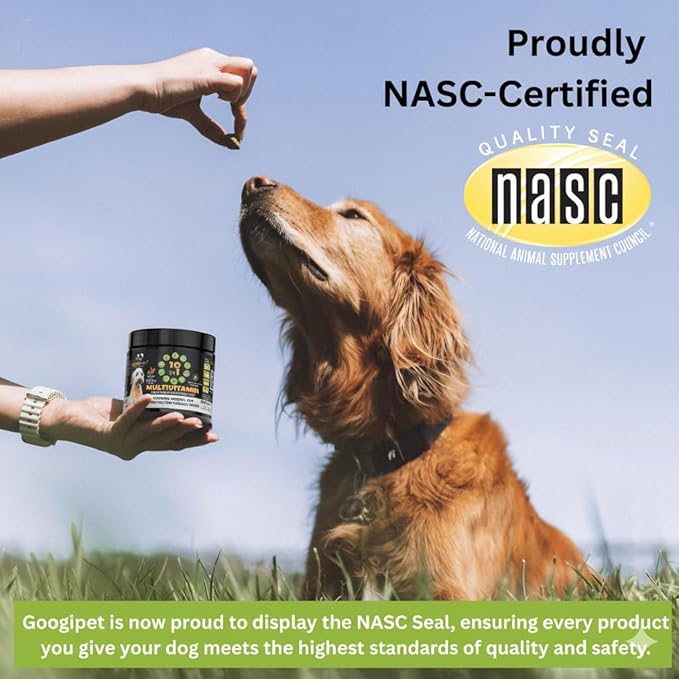 Googipet Premium 10 in 1 Dog Vitamins Multivitamin Chewable with Probiotics for Gut Health, Dog Vitamins and Supplements w/Vitamin C & Glucosamine for Joint Support (Chicken & Vegetable Flavor)