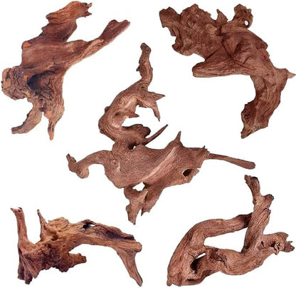 Natural Small Aquarium Driftwood for Fish Tanks & Reptile Terrariums – 100% Safe Fish Tank Decorations, Unique Twisted Branches 5-Piece 4-8 Inch Low Tannin, Easy to Sink