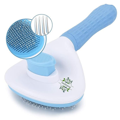 Self-Cleaning Grooming Brush for Cats and Dogs - Suitable for Long or Short Hair, Sensitive Skin Comb, Blue and White - [TaiQiang]