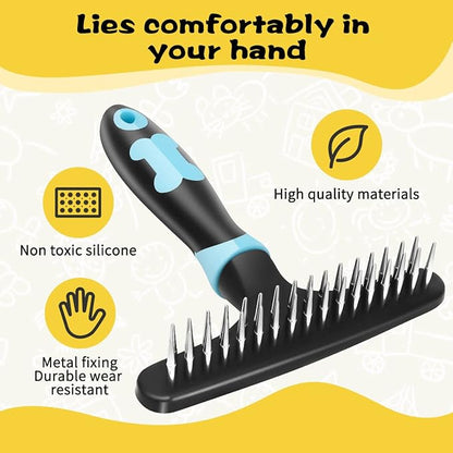 Pet Hair Remover, Portable Dog Cat Hair Remover Lint for Hairball, Fuzz, Carpet Restoration, Carpet Rake, Carpet Groomer Rake, Shag Rug Rake, Hair Cleaner Suitable for Rug and Carpet (Bone Blue)