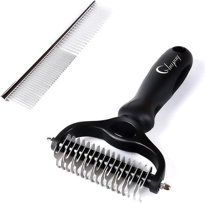 Professional Hair Dog Removal Tool Pet Grooming Brush Metal Comb, Cat Dog Removal Tool, Long Pet Brush Dog Brush metal cat comb long deshedding brush (Black)