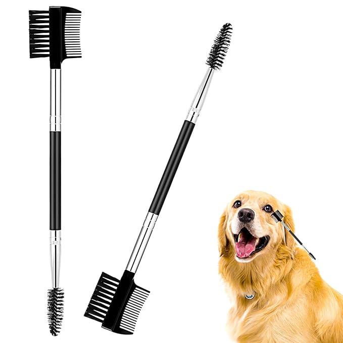 2 Pcs Double-Sided Grooming Comb - Tear Stain Remover and Eye Cleaning Brush for Dogs and Cats