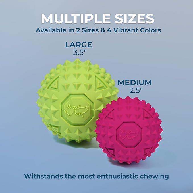 Best Pet Supplies Squeaky Rubber Spiky Ball Dog Toy Durable Non-Toxic Perfect for Aggressive Chewers Spiked for Dental Health Interactive Dog Toy - Pack of 4 - Assorted Colors (M:2.5")