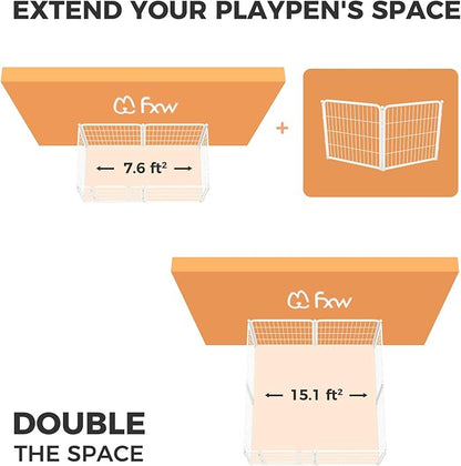 FXW Homeplus Dog Playpen for Indoor Use - Stress-Free and Safe Play, Heavy Duty 24 Inch 2 Panels Dog Pen for Puppies and Small Dogs, White_atented