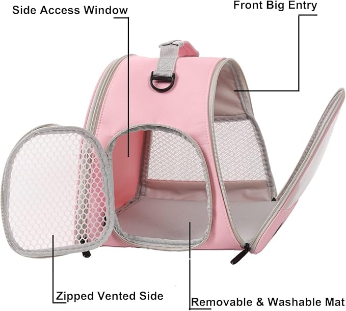 Bearded Dragon Carrier, Lizards & Small Animal Travel Carrier for Sugar Glider, Hedgehog, Rat, Parrot, Bird & Guinea Pig - Portable, Two-Pig Pink Carrier