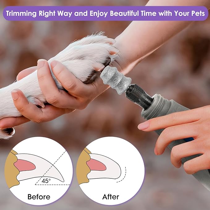 Nail Diamond Bits for Dog Dremel - Dog Nail Grinder Attachment - 1/8" Pet Nail Grinder Wheel Work with Dremel Sanding Drums for Dogs&Pet Nail Grooming