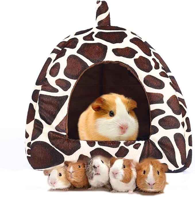 Spring Fever Hamster Guinea Pig Rabbit Dog Cat Chinchilla Hedgehog Bird Small Animal Pet Bed House Hideout Cage Accessorie E Leopard L (16.9 * 16.9 inch)