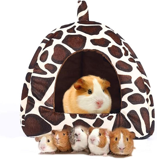 Spring Fever Hamster Guinea Pig Rabbit Dog Cat Chinchilla Hedgehog Bird Small Animal Pet Bed House Hideout Cage Accessorie E Leopard L (16.9 * 16.9 inch)