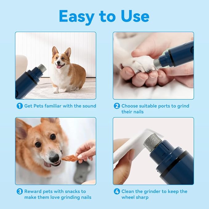 Pet Armor Grinding Dog Nail Grinder, Rechargeable Dog Nail Trimmer, Suitable for Large, Medium and Small Dogs, Upgraded Professional Electric Pet Claw Beauty, Quiet Dog Beauty Tool